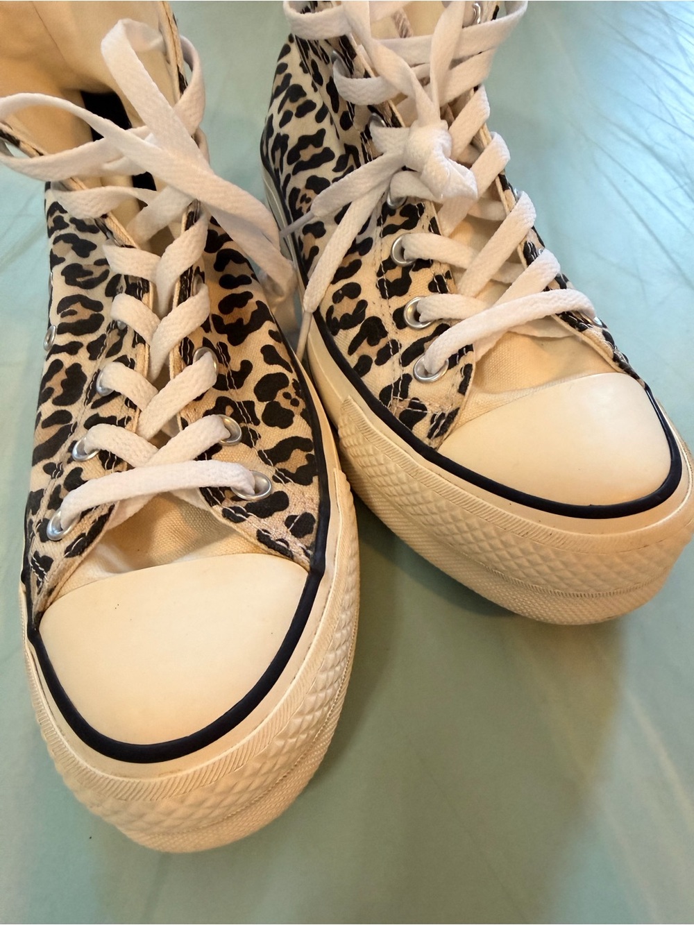 Converse Platform High-Top Sneakers in White with Black Leopard Print - NEW size - Picture 6 of 6